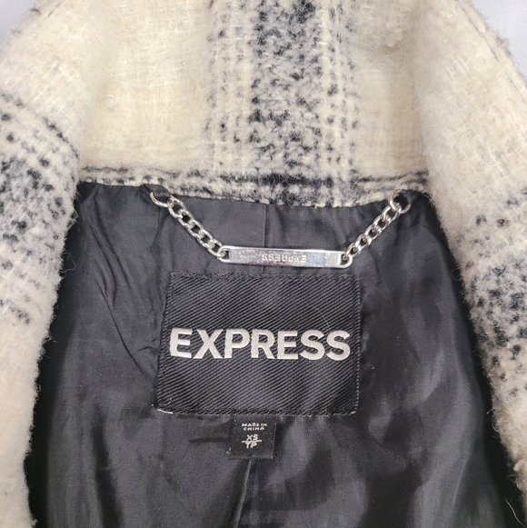 Black and Cream Checkered Coat, Express - Picture 8 of 8